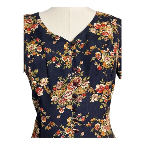 Vintage 90s Floral Boho Dress Rampage Cottagecore Grunge Button Down Midi 5 - Picture 5 of 11